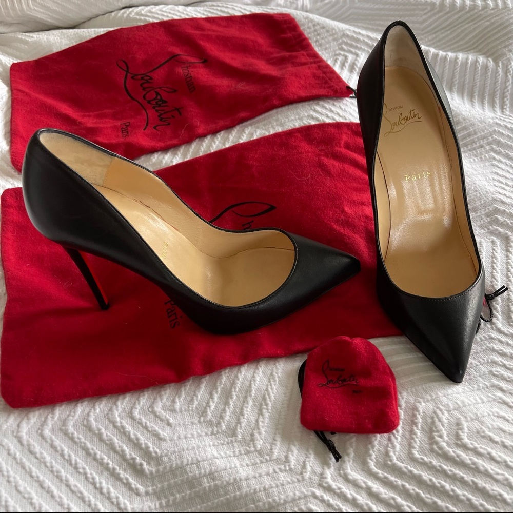 Christian Louboutin Pigalle Follies 100 Black Leather Pu